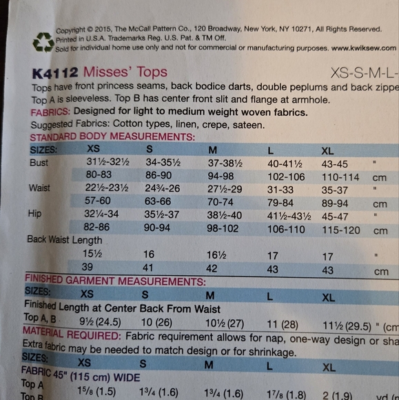 Women's Kwik Sew pattern - Picture 3 of 3